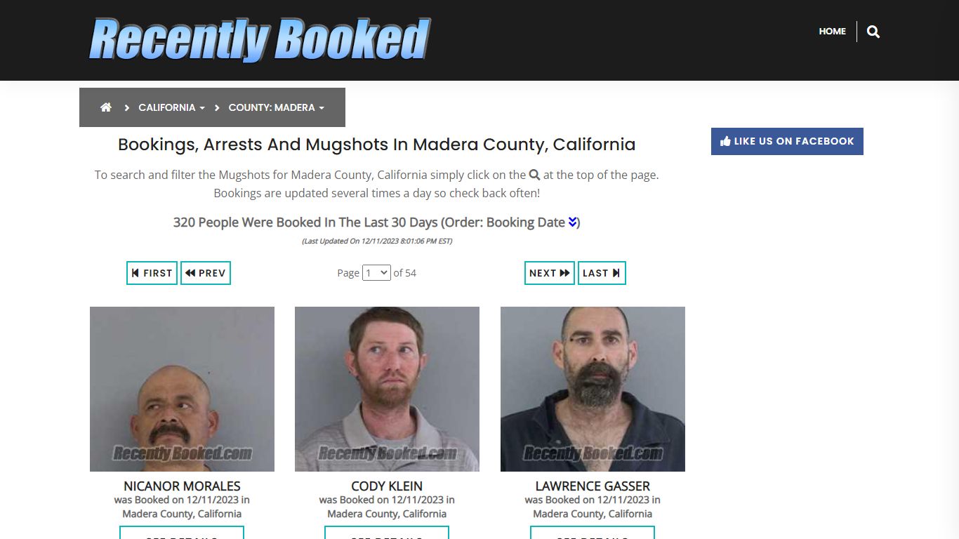 Bookings, Arrests and Mugshots in Madera County, California